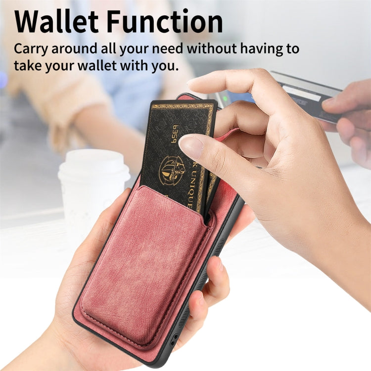 For Samsung Galaxy S23+ 5G Retro Leather Card Bag Magnetic Phone Case(Pink) - HoMEdemic™ 