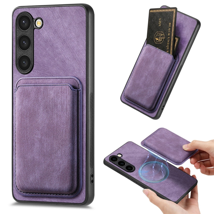 For Samsung Galaxy S23+ 5G Retro Leather Card Bag Magnetic Phone Case(Purple) - HoMEdemic™ 