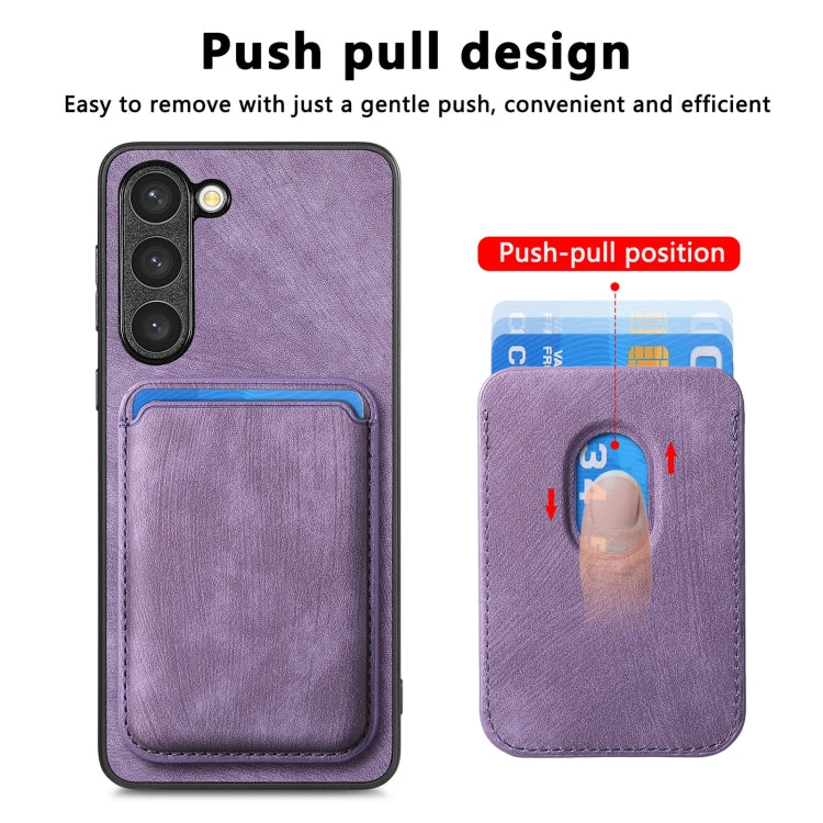For Samsung Galaxy S23+ 5G Retro Leather Card Bag Magnetic Phone Case(Purple) - HoMEdemic™ 