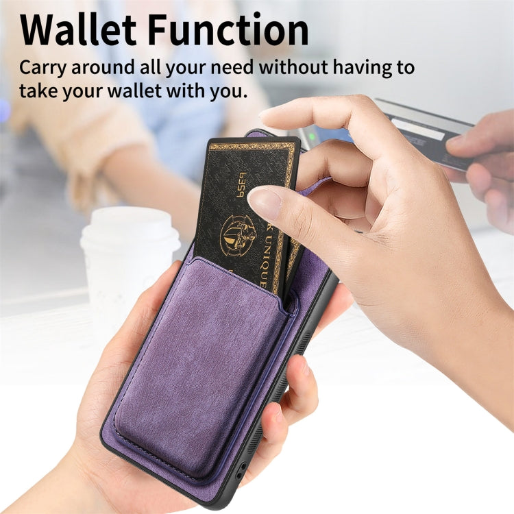 For Samsung Galaxy S23+ 5G Retro Leather Card Bag Magnetic Phone Case(Purple) - HoMEdemic™ 