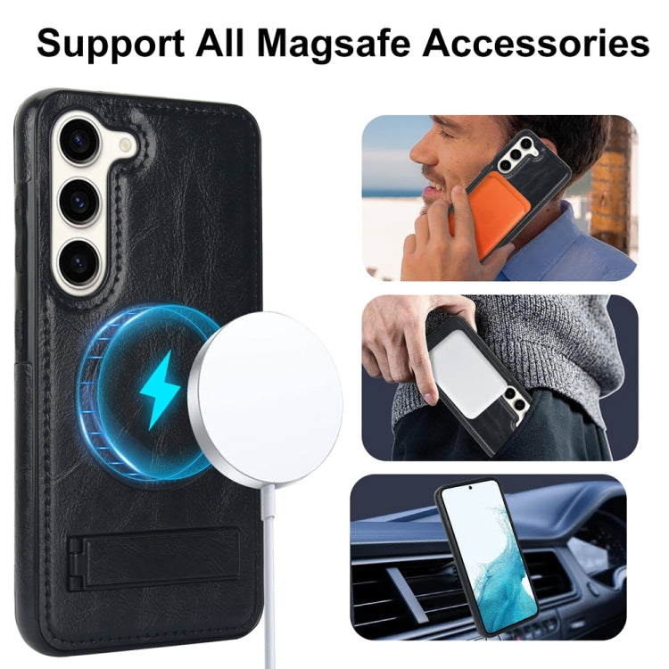 For Samsung Galaxy S23+ 5G Retro Leather Invisible Stand MagSafe Phone Case(Black) - HoMEdemic™ 