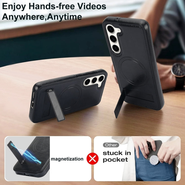 For Samsung Galaxy S23+ 5G Retro Leather Invisible Stand MagSafe Phone Case(Black) - HoMEdemic™ 