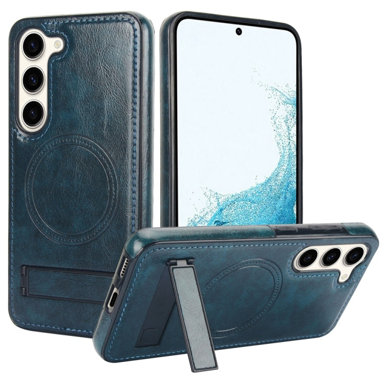For Samsung Galaxy S23+ 5G Retro Leather Invisible Stand MagSafe Phone Case(Blue) - HoMEdemic™ 