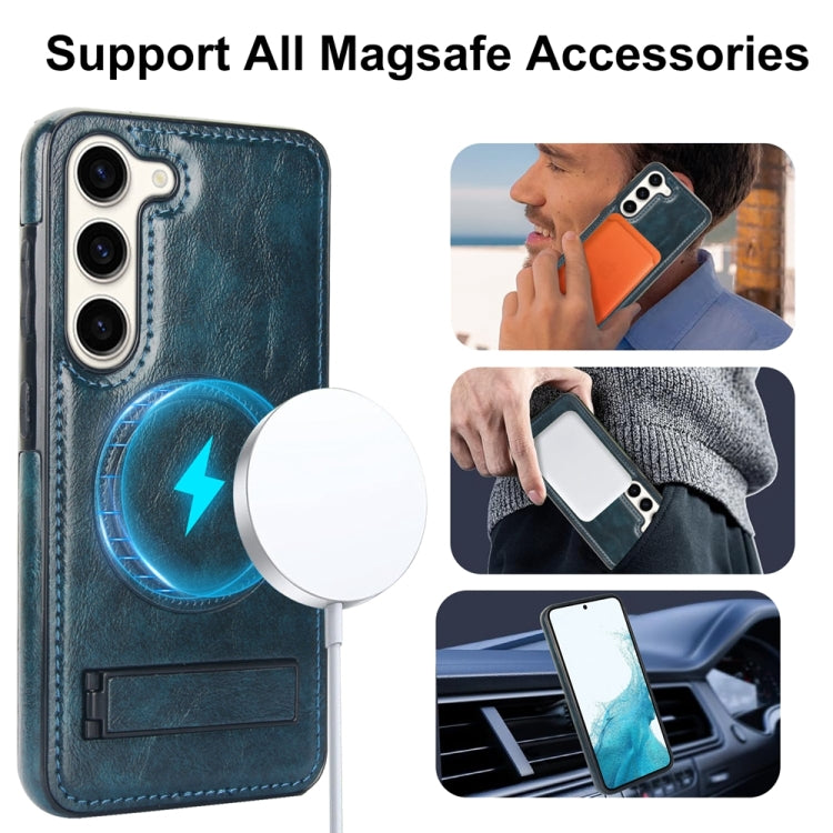 For Samsung Galaxy S23+ 5G Retro Leather Invisible Stand MagSafe Phone Case(Blue) - HoMEdemic™ 