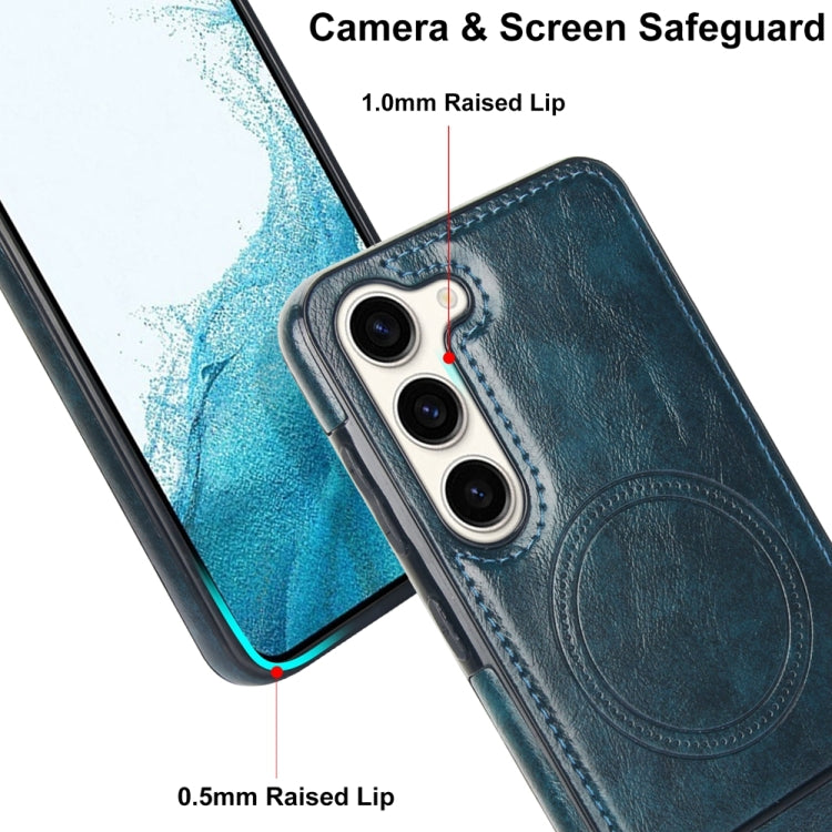 For Samsung Galaxy S23+ 5G Retro Leather Invisible Stand MagSafe Phone Case(Blue) - HoMEdemic™ 