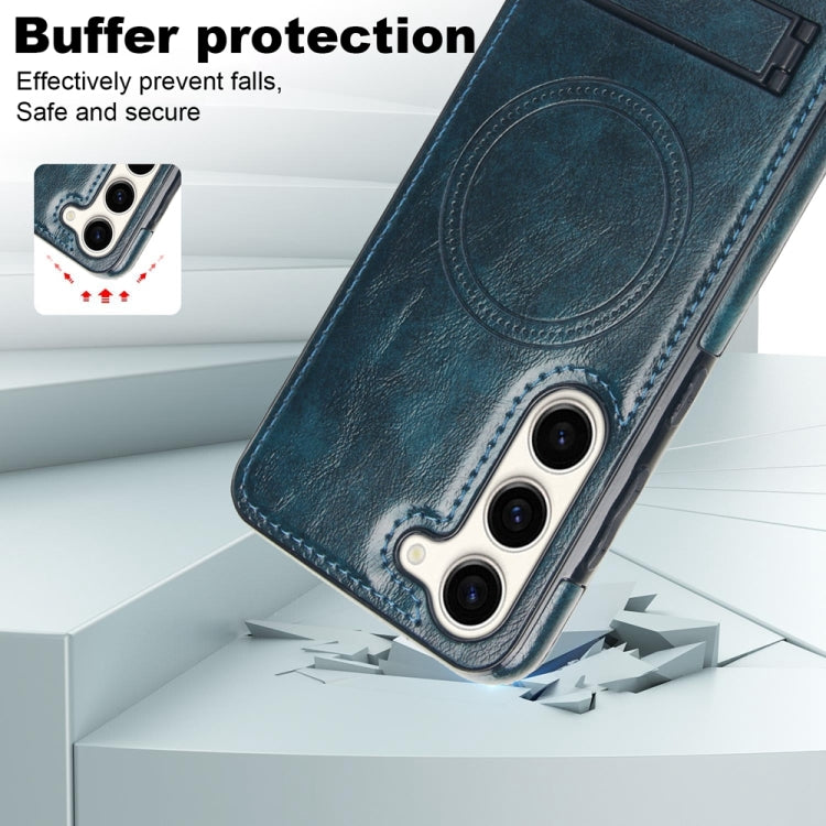 For Samsung Galaxy S23+ 5G Retro Leather Invisible Stand MagSafe Phone Case(Blue) - HoMEdemic™ 
