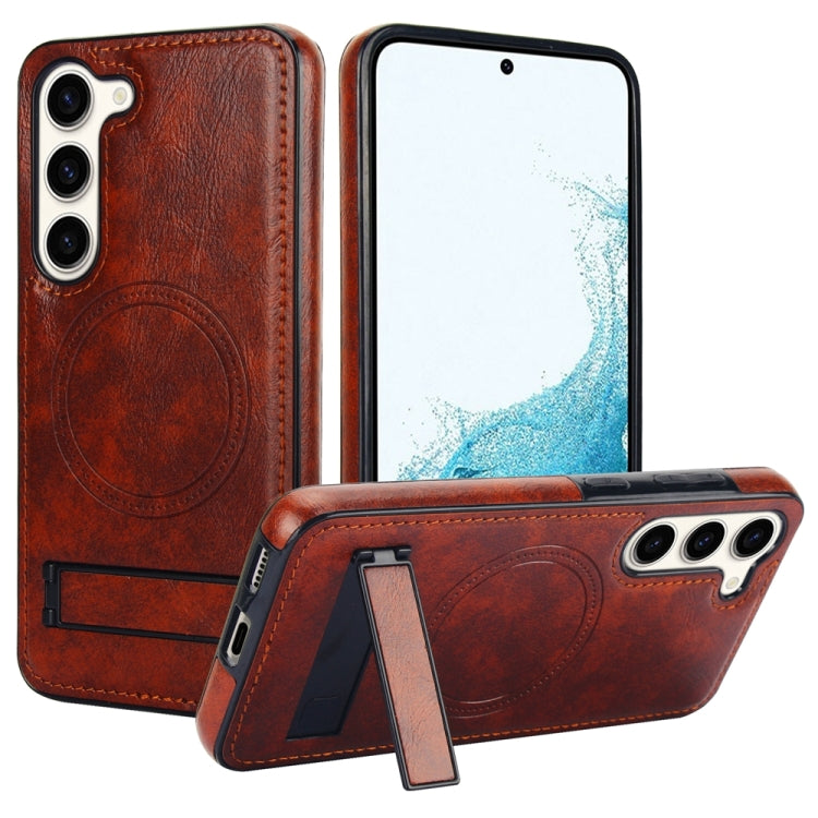 For Samsung Galaxy S23+ 5G Retro Leather Invisible Stand MagSafe Phone Case(Brown) - HoMEdemic™ 