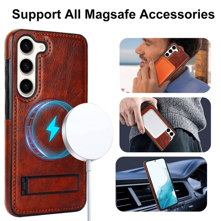 For Samsung Galaxy S23+ 5G Retro Leather Invisible Stand MagSafe Phone Case(Brown) - HoMEdemic™ 