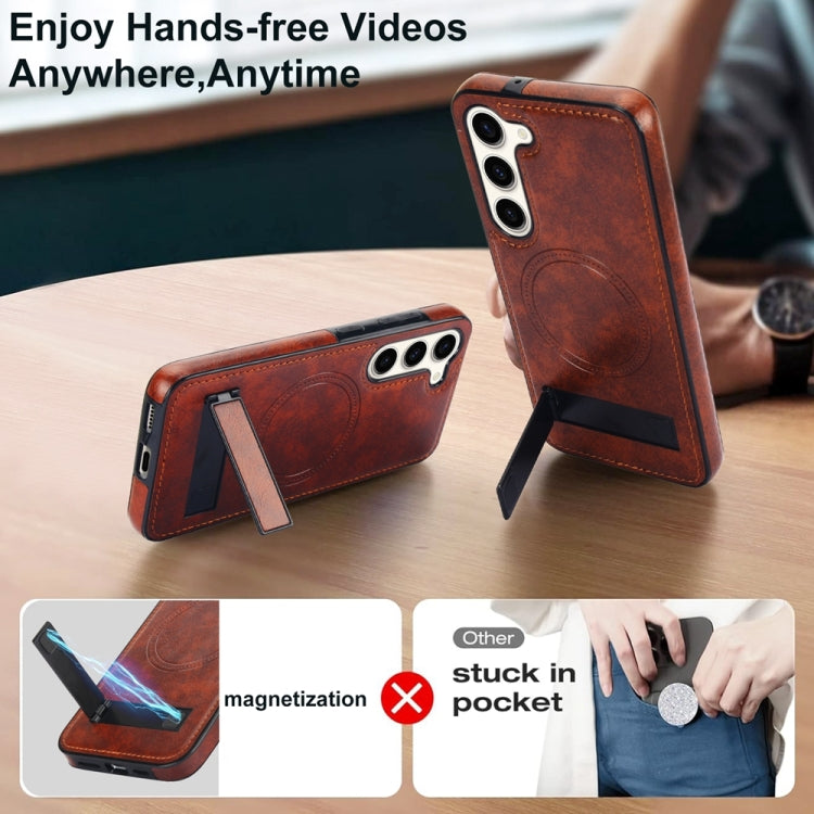 For Samsung Galaxy S23+ 5G Retro Leather Invisible Stand MagSafe Phone Case(Brown) - HoMEdemic™ 