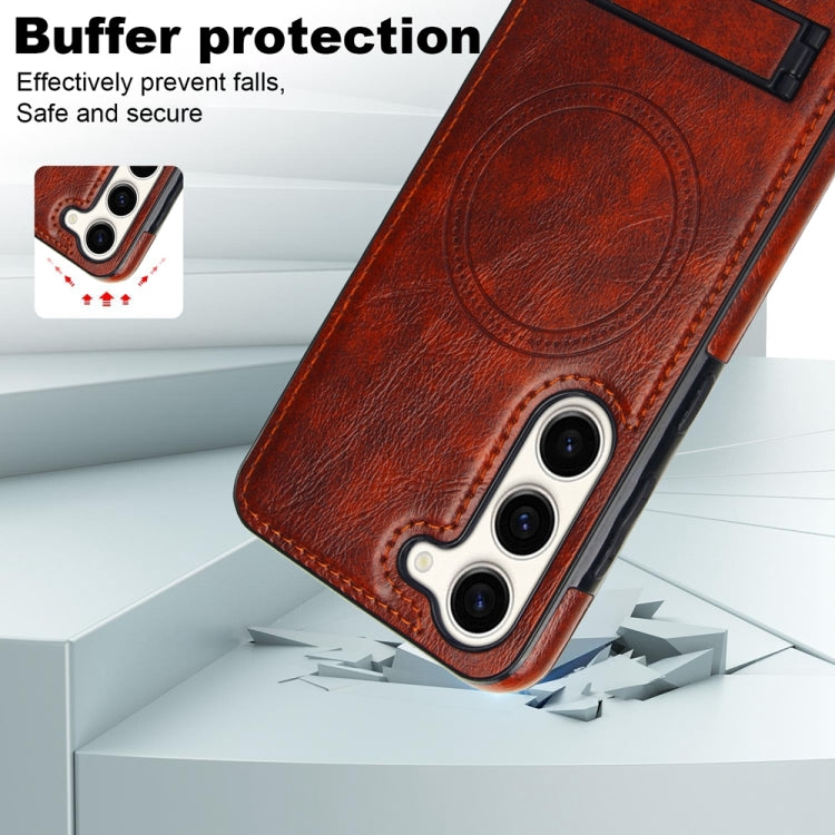 For Samsung Galaxy S23+ 5G Retro Leather Invisible Stand MagSafe Phone Case(Brown) - HoMEdemic™ 