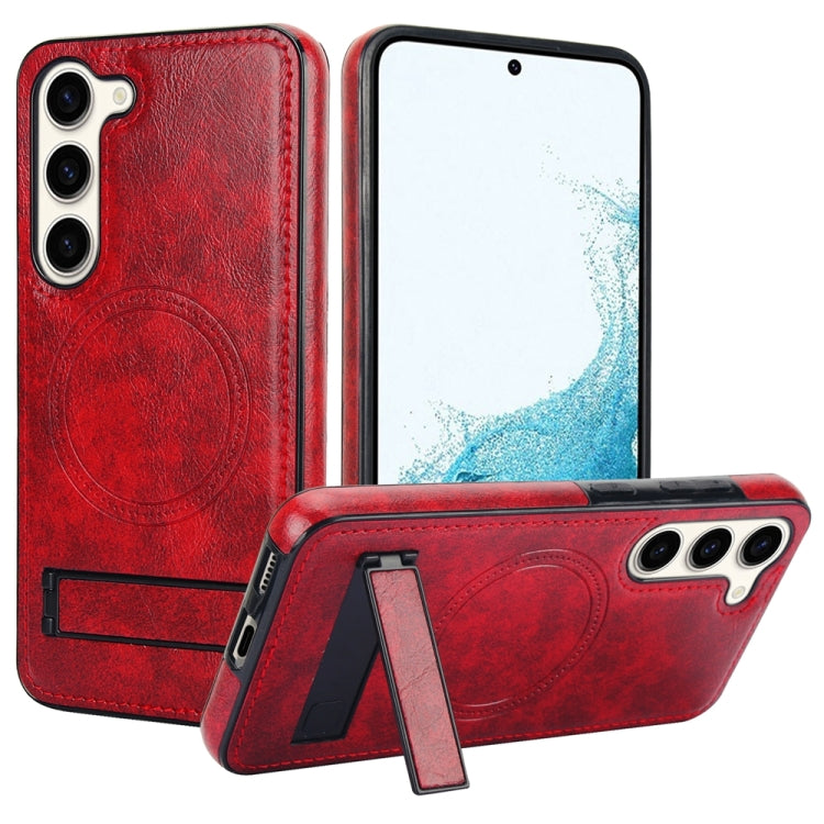 For Samsung Galaxy S23+ 5G Retro Leather Invisible Stand MagSafe Phone Case(Red) - HoMEdemic™ 