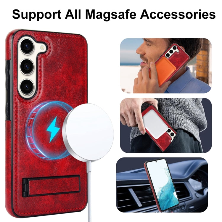 For Samsung Galaxy S23+ 5G Retro Leather Invisible Stand MagSafe Phone Case(Red) - HoMEdemic™ 