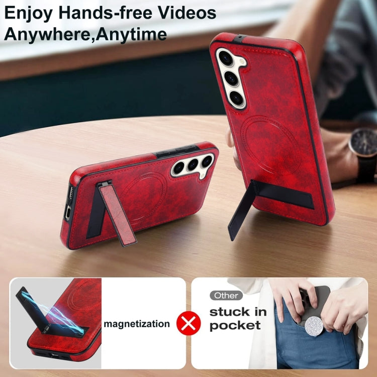 For Samsung Galaxy S23+ 5G Retro Leather Invisible Stand MagSafe Phone Case(Red) - HoMEdemic™ 