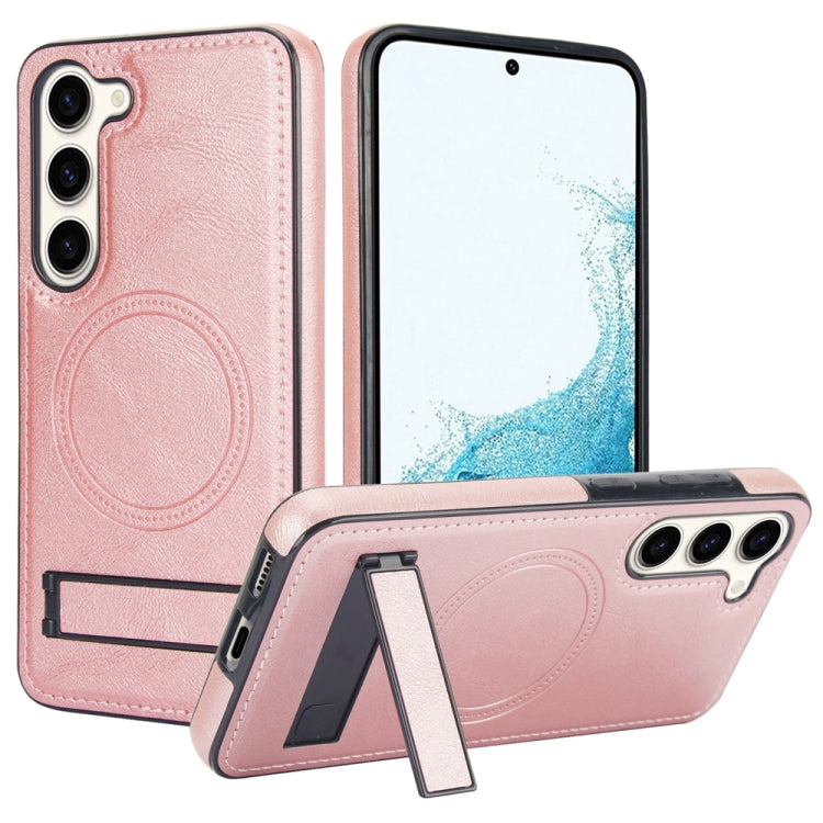 For Samsung Galaxy S23+ 5G Retro Leather Invisible Stand MagSafe Phone Case(Rose Gold) - HoMEdemic™ 