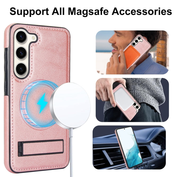 For Samsung Galaxy S23+ 5G Retro Leather Invisible Stand MagSafe Phone Case(Rose Gold) - HoMEdemic™ 