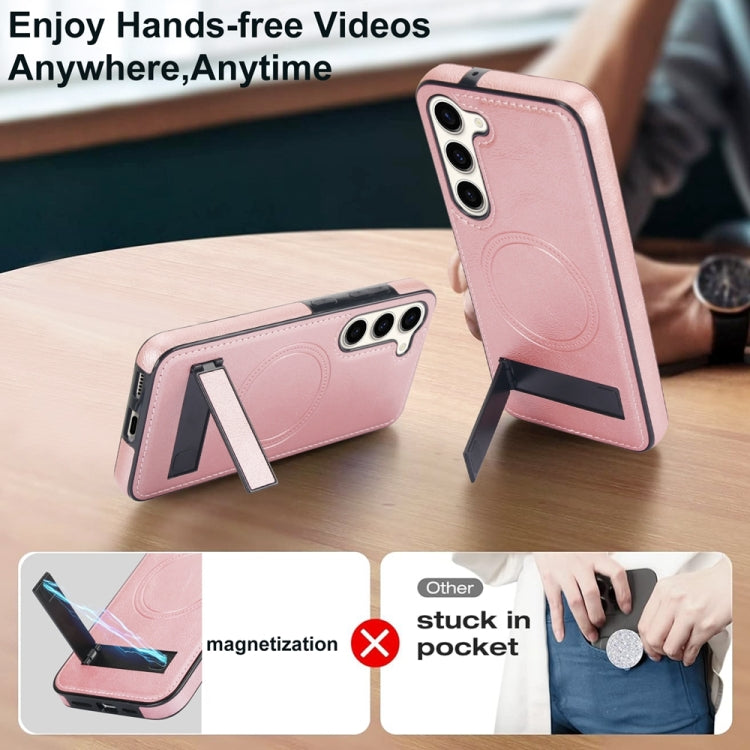 For Samsung Galaxy S23+ 5G Retro Leather Invisible Stand MagSafe Phone Case(Rose Gold) - HoMEdemic™ 