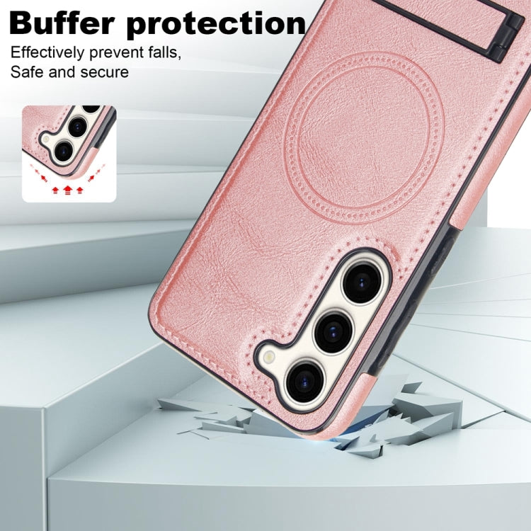 For Samsung Galaxy S23+ 5G Retro Leather Invisible Stand MagSafe Phone Case(Rose Gold) - HoMEdemic™ 