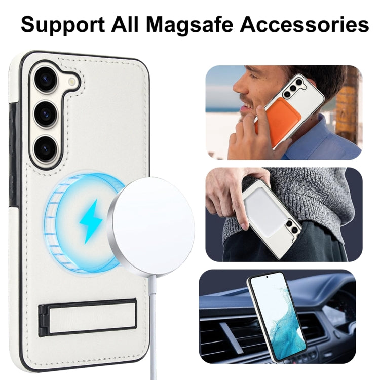 For Samsung Galaxy S23+ 5G Retro Leather Invisible Stand MagSafe Phone Case(White) - HoMEdemic™ 