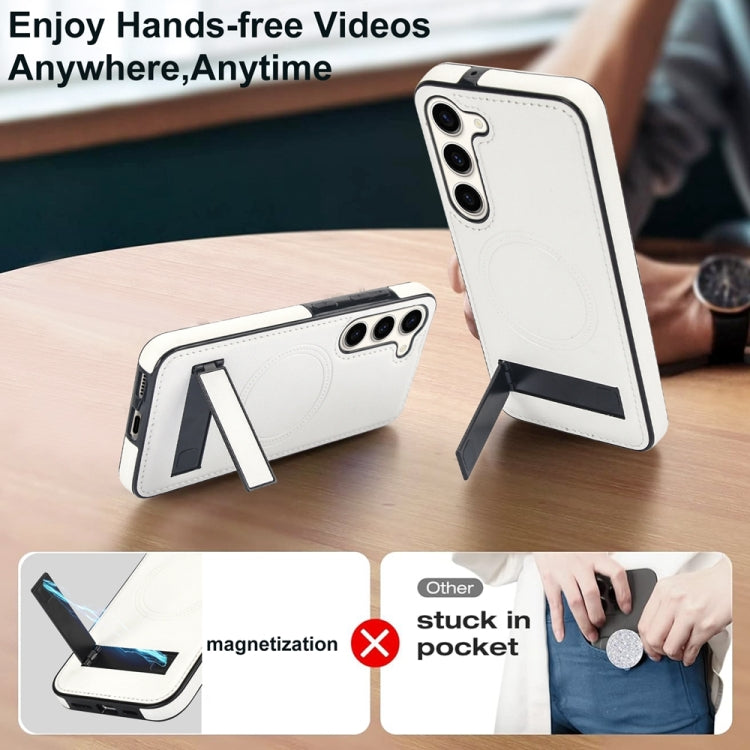 For Samsung Galaxy S23+ 5G Retro Leather Invisible Stand MagSafe Phone Case(White) - HoMEdemic™ 