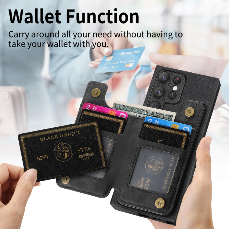 For Samsung Galaxy S23+ 5G Retro Leather Zipper Wallet Back Phone Case(Black) - HoMEdemic™ 