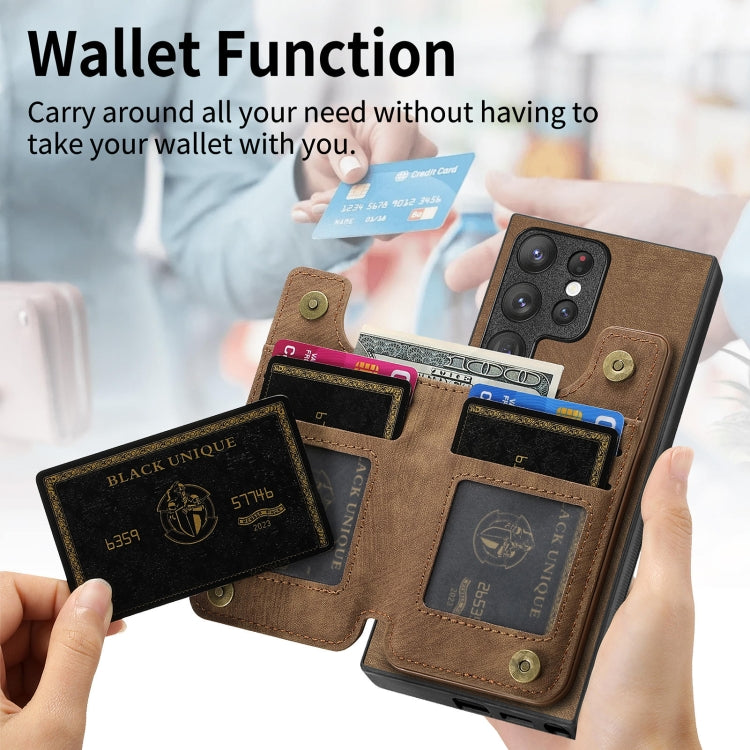 For Samsung Galaxy S23+ 5G Retro Leather Zipper Wallet Back Phone Case(Brown) - HoMEdemic™ 