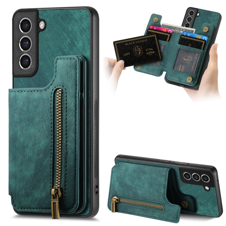 For Samsung Galaxy S23+ 5G Retro Leather Zipper Wallet Back Phone Case(Green) - HoMEdemic™ 