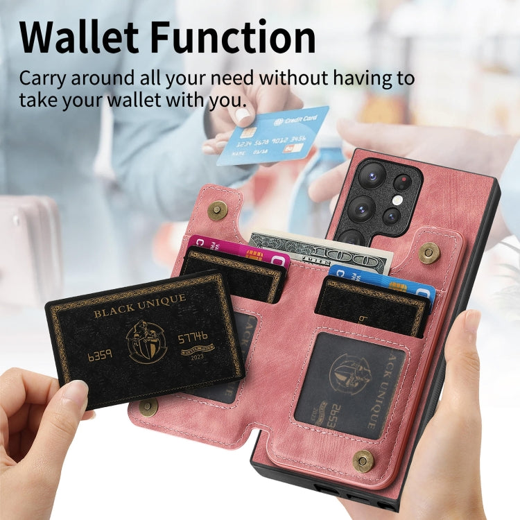For Samsung Galaxy S23+ 5G Retro Leather Zipper Wallet Back Phone Case(Pink) - HoMEdemic™ 