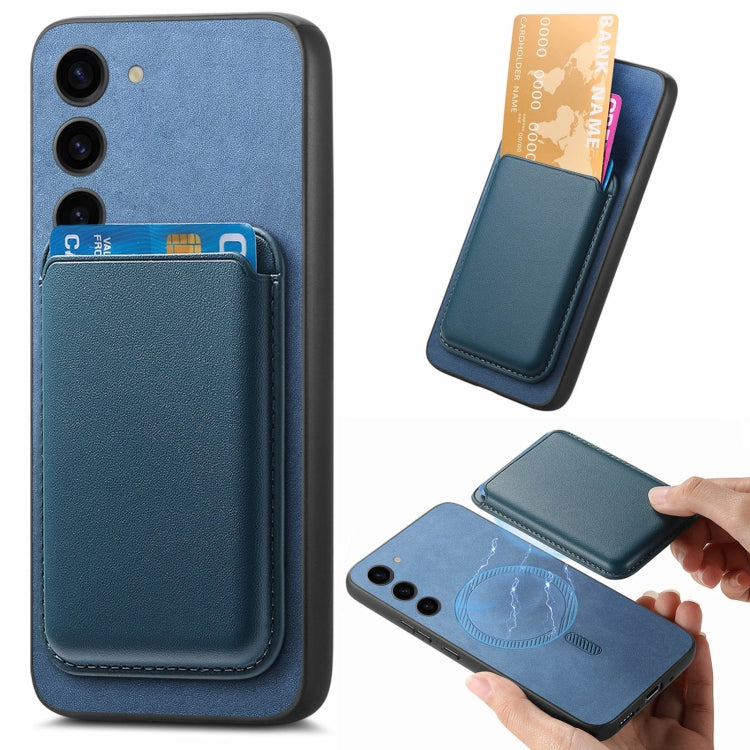 For Samsung Galaxy S23+ 5G Retro Magsafe Card Bag PU Back Cover Phone Case(Blue) - HoMEdemic™ 