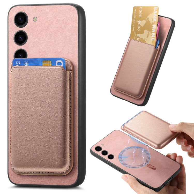 For Samsung Galaxy S23+ 5G Retro Magsafe Card Bag PU Back Cover Phone Case(Pink) - HoMEdemic™ 