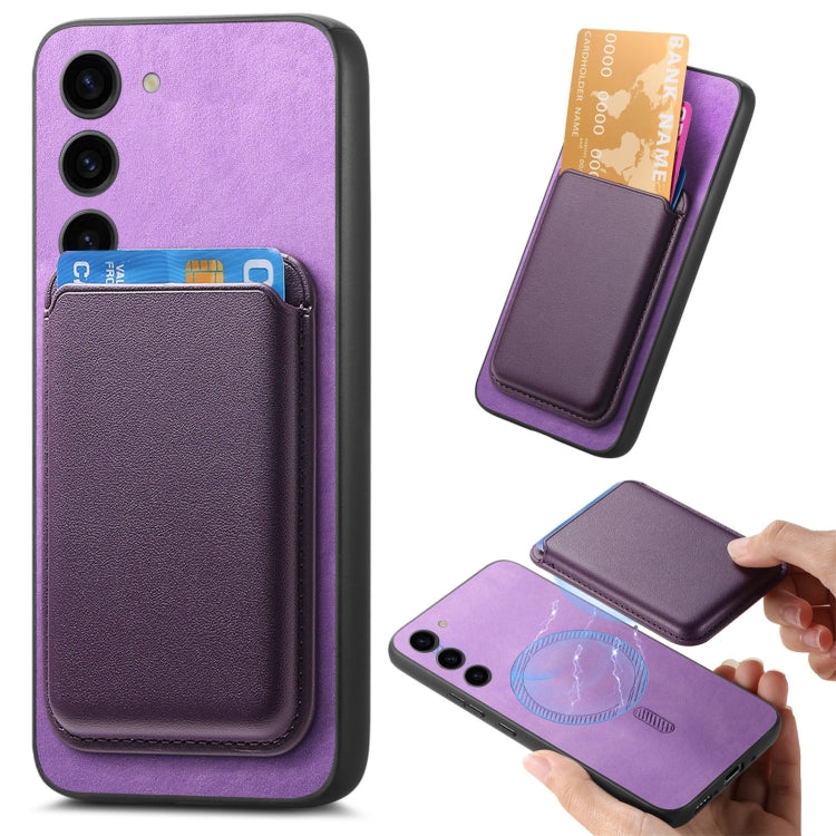 For Samsung Galaxy S23+ 5G Retro Magsafe Card Bag PU Back Cover Phone Case(Purple) - HoMEdemic™ 