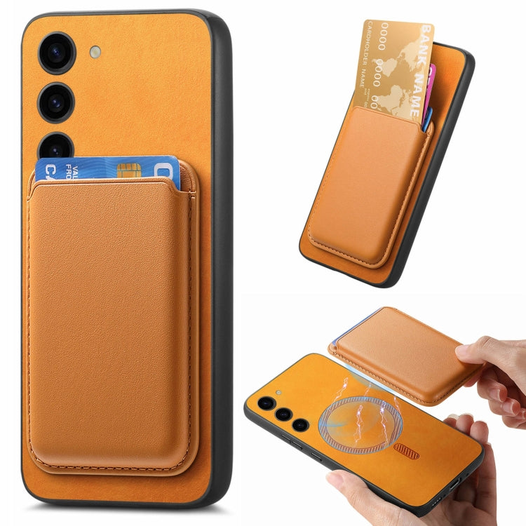 For Samsung Galaxy S23+ 5G Retro Magsafe Card Bag PU Back Cover Phone Case(Yellow) - HoMEdemic™ 