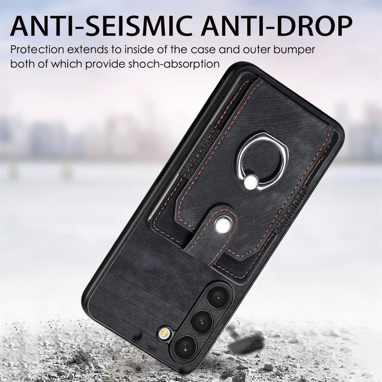 For Samsung Galaxy S23+ 5G Retro Skin-feel Ring Card Wallet Phone Case(Black) - HoMEdemic™ 