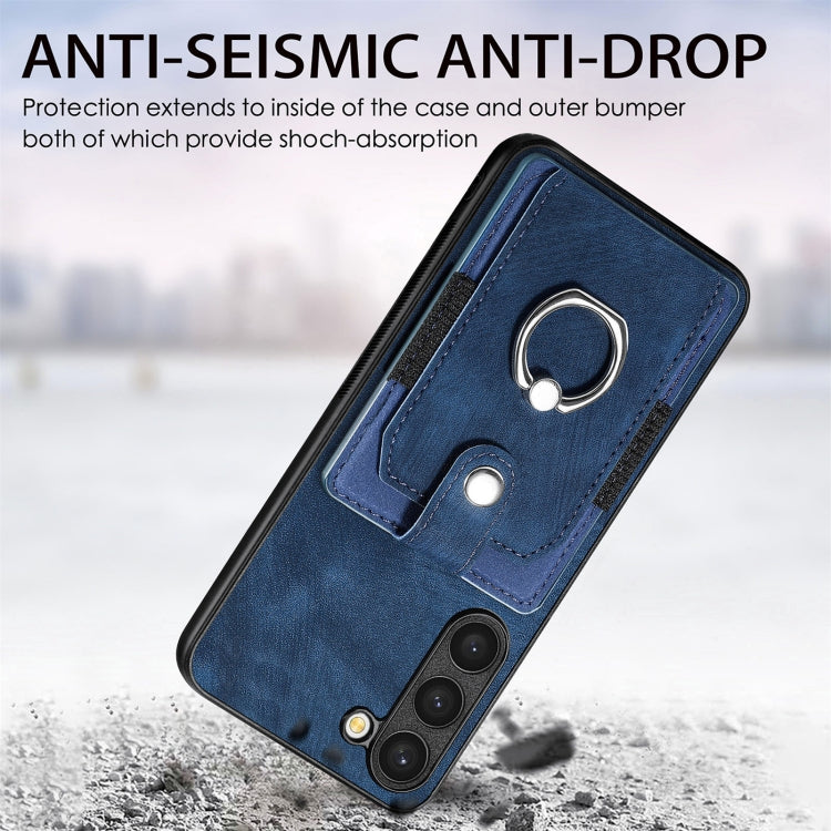For Samsung Galaxy S23+ 5G Retro Skin-feel Ring Card Wallet Phone Case(Blue) - HoMEdemic™ 