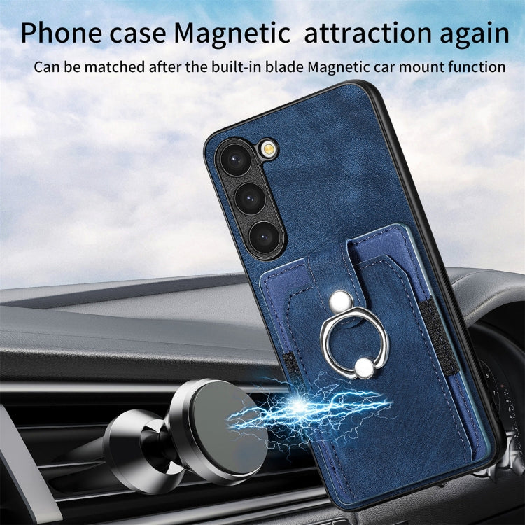 For Samsung Galaxy S23+ 5G Retro Skin-feel Ring Card Wallet Phone Case(Blue) - HoMEdemic™ 