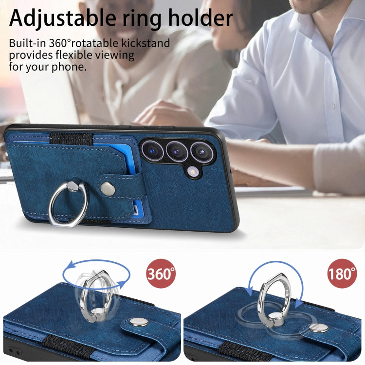 For Samsung Galaxy S23+ 5G Retro Skin-feel Ring Card Wallet Phone Case(Blue) - HoMEdemic™ 