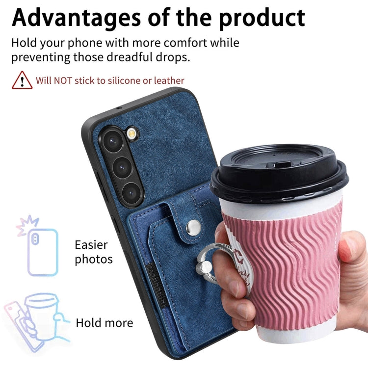 For Samsung Galaxy S23+ 5G Retro Skin-feel Ring Card Wallet Phone Case(Blue) - HoMEdemic™ 