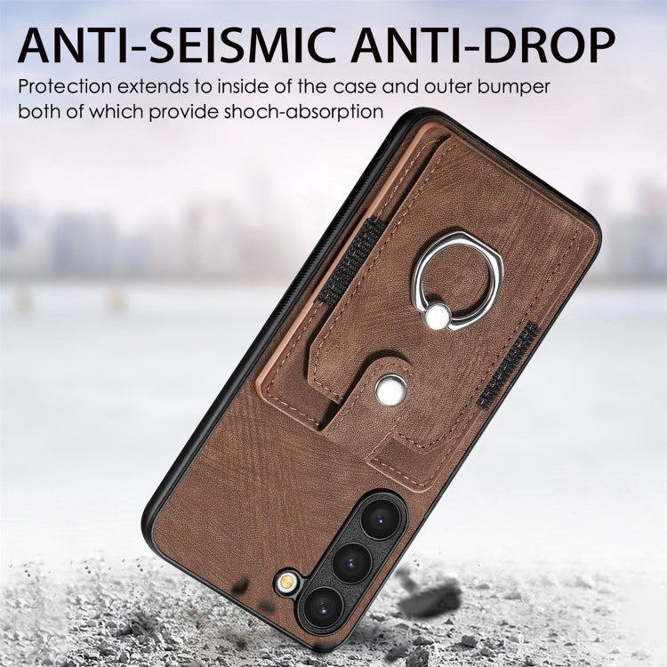 For Samsung Galaxy S23+ 5G Retro Skin-feel Ring Card Wallet Phone Case(Brown) - HoMEdemic™ 