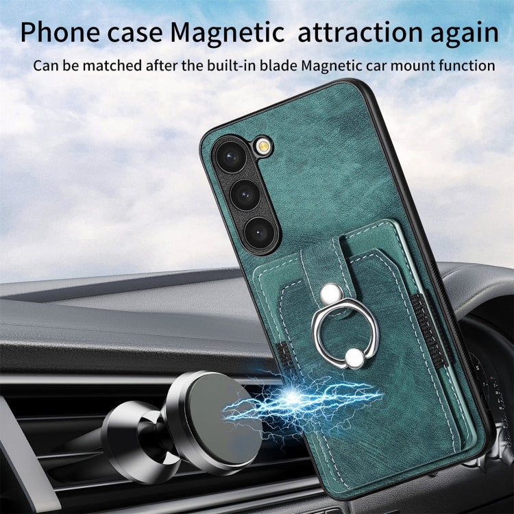 For Samsung Galaxy S23+ 5G Retro Skin-feel Ring Card Wallet Phone Case(Green) - HoMEdemic™ 