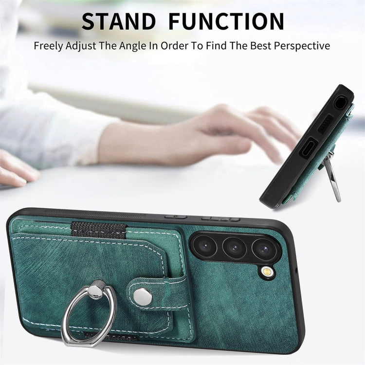 For Samsung Galaxy S23+ 5G Retro Skin-feel Ring Card Wallet Phone Case(Green) - HoMEdemic™ 