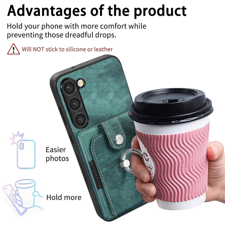 For Samsung Galaxy S23+ 5G Retro Skin-feel Ring Card Wallet Phone Case(Green) - HoMEdemic™ 