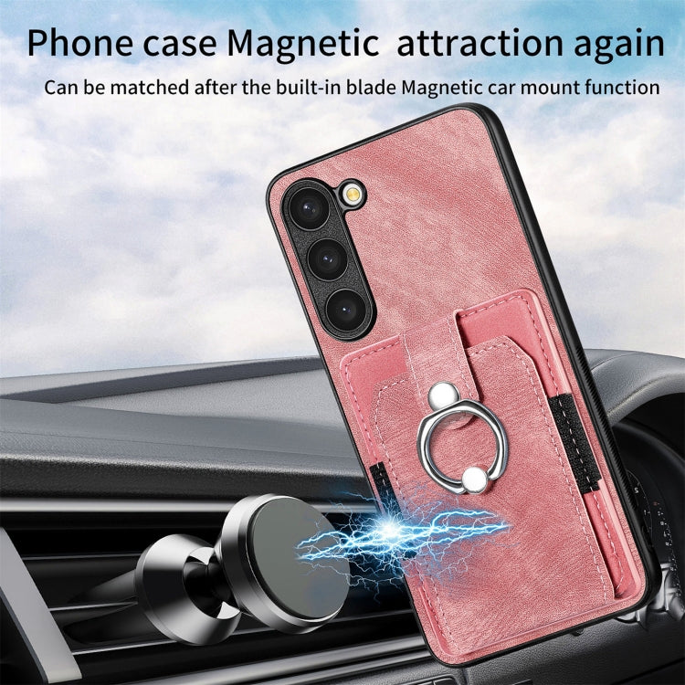 For Samsung Galaxy S23+ 5G Retro Skin-feel Ring Card Wallet Phone Case(Pink) - HoMEdemic™ 