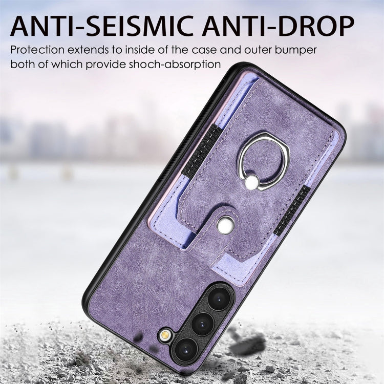 For Samsung Galaxy S23+ 5G Retro Skin-feel Ring Card Wallet Phone Case(Purple) - HoMEdemic™ 