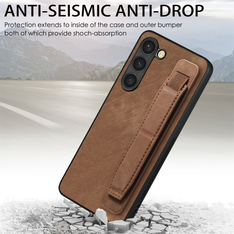 For Samsung Galaxy S23+ 5G Retro Wristband Holder Leather Back Phone Case(Brown) - HoMEdemic™ 