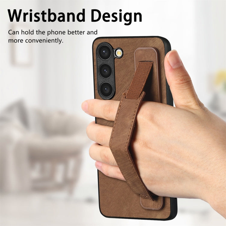 For Samsung Galaxy S23+ 5G Retro Wristband Holder Leather Back Phone Case(Brown) - HoMEdemic™ 