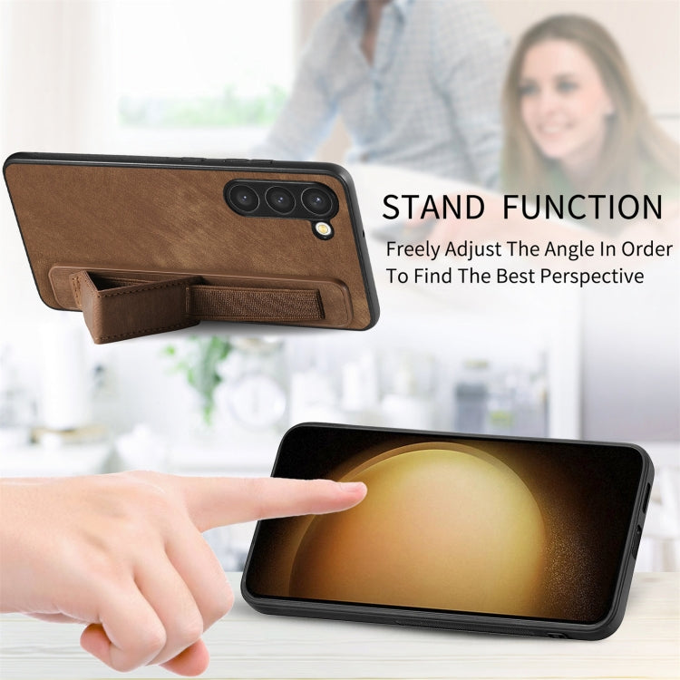 For Samsung Galaxy S23+ 5G Retro Wristband Holder Leather Back Phone Case(Brown) - HoMEdemic™ 