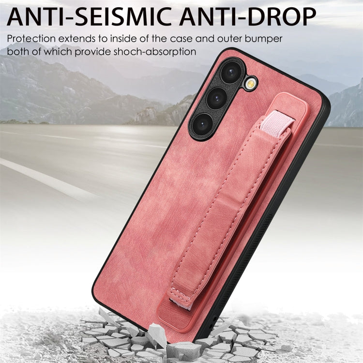 For Samsung Galaxy S23+ 5G Retro Wristband Holder Leather Back Phone Case(Pink) - HoMEdemic™ 