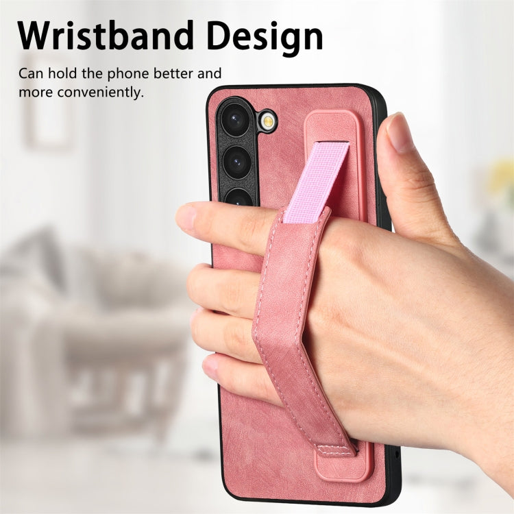 For Samsung Galaxy S23+ 5G Retro Wristband Holder Leather Back Phone Case(Pink) - HoMEdemic™ 