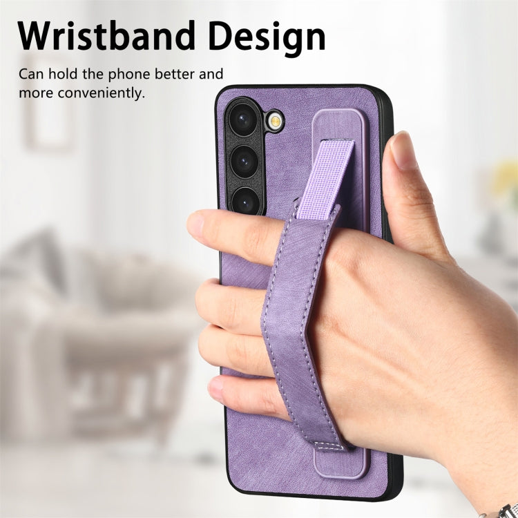 For Samsung Galaxy S23+ 5G Retro Wristband Holder Leather Back Phone Case(Purple) - HoMEdemic™ 