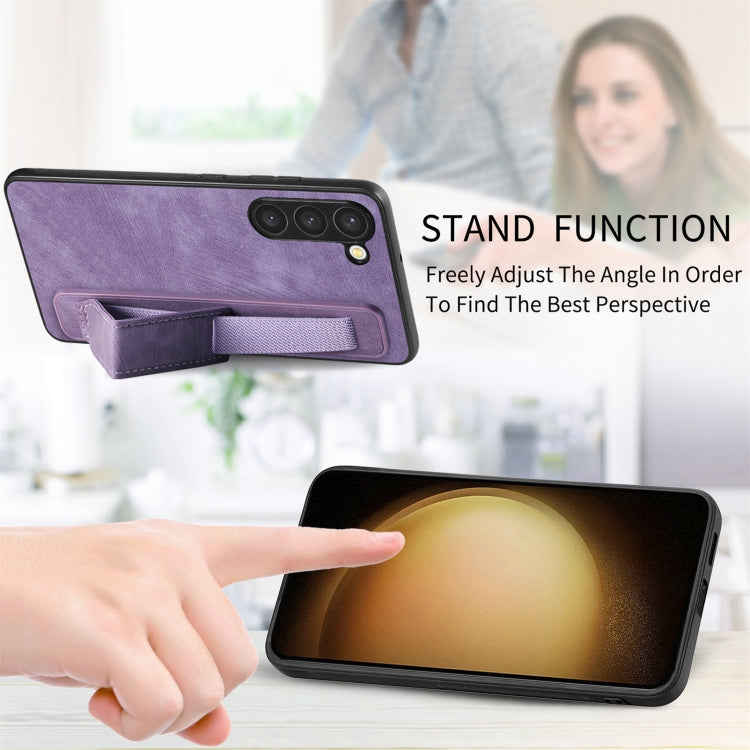 For Samsung Galaxy S23+ 5G Retro Wristband Holder Leather Back Phone Case(Purple) - HoMEdemic™ 