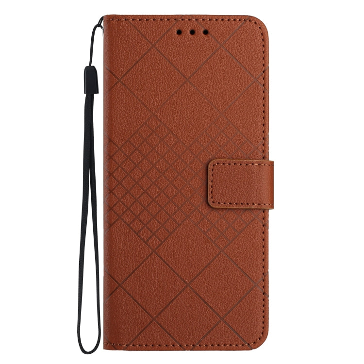 For Samsung Galaxy S23+ 5G Rhombic Grid Texture Leather Phone Case(Brown) - HoMEdemic™ 